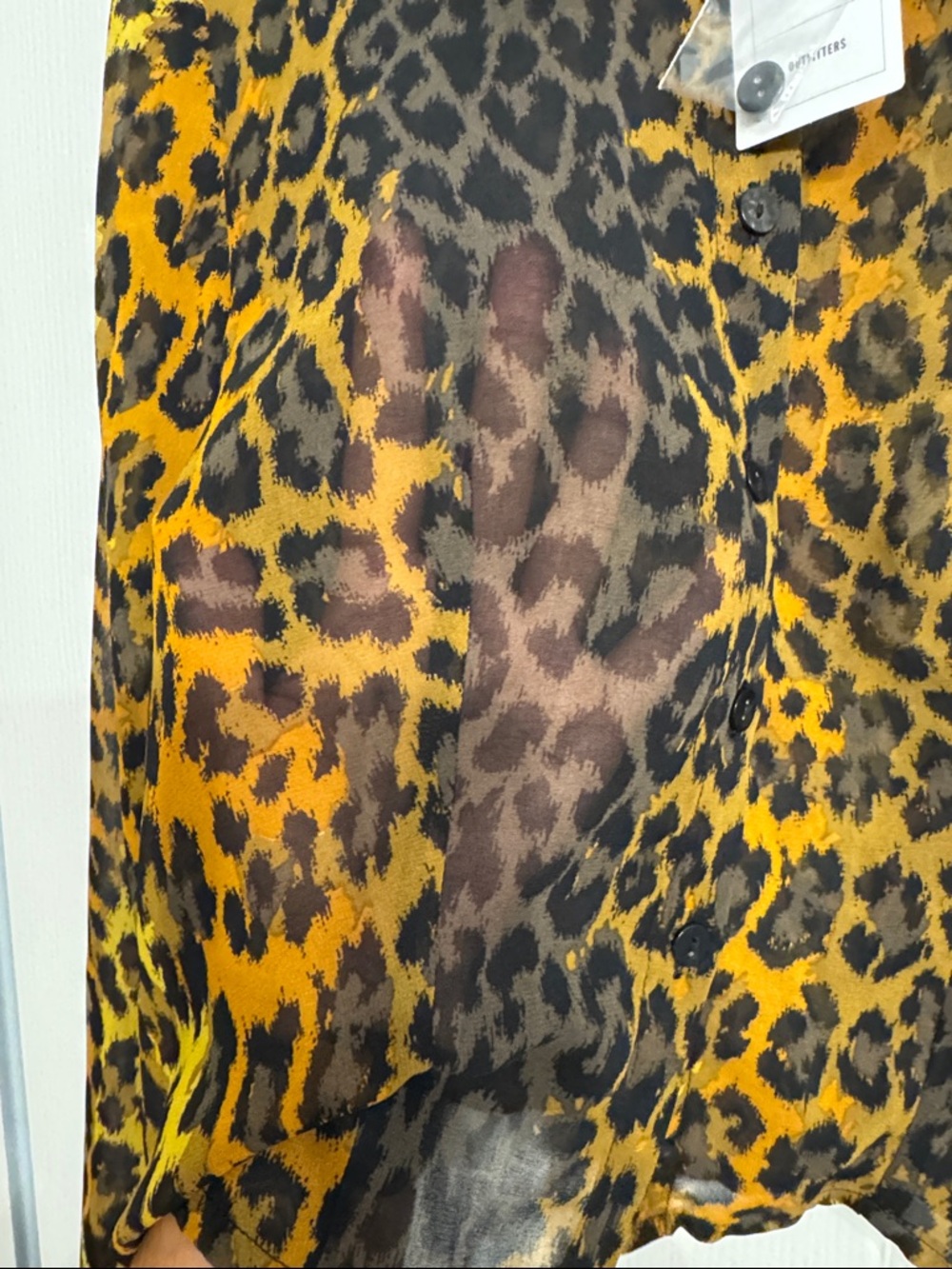 Urban Outfitters Sheer Cropped Animal Print Button-Down Shirt - Picture 3 of 5